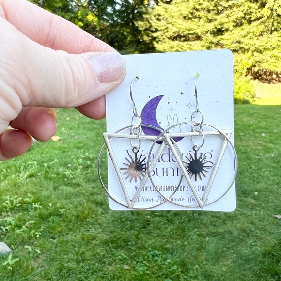 Celestial Sun Hoop Earrings - Handmade by Wandering Bunny LLC - Picture 5 of 8